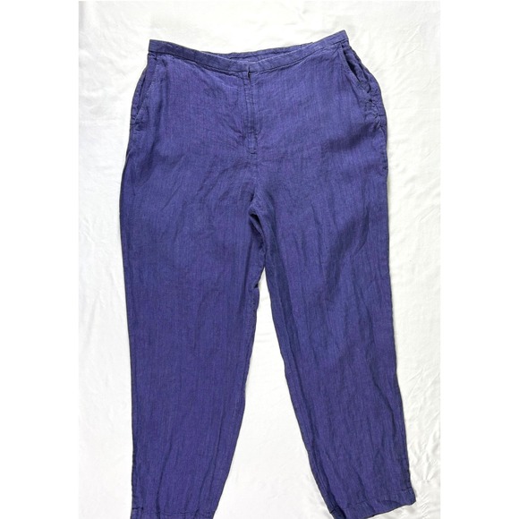 Vintage Eileen Fisher Irish Linen Pants Petite PL Boho Colorful Tailored Classic - Picture 2 of 9